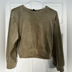 Velour green crop sweater, size small